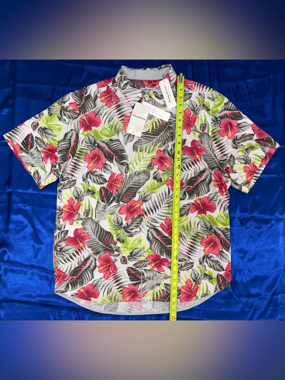 Tommy Bahama The Coconut Point Hibiscus Shores Summer Gray Floral Men’s Large - Picture 9 of 11